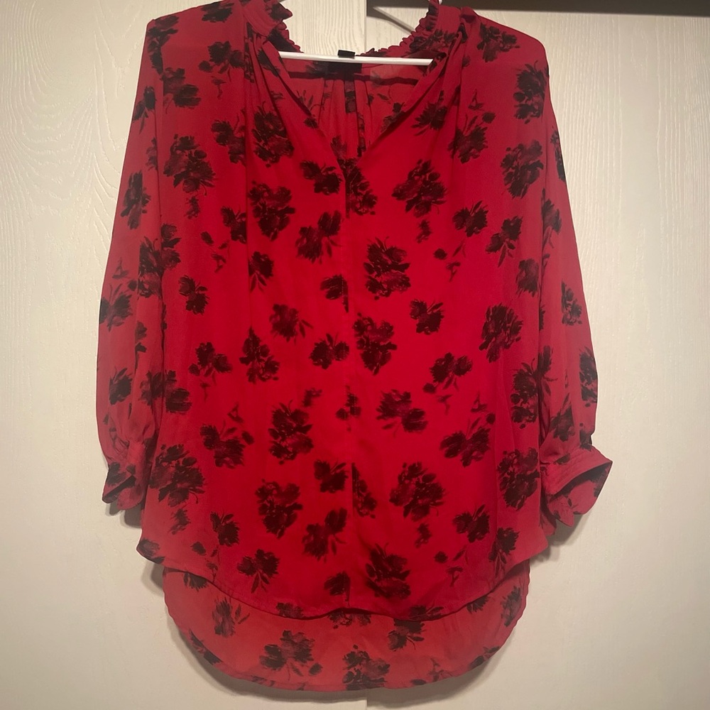 Worthington Red Floral Blouse